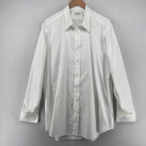 ASCOT CHANG Shirt Mens 17.5/34 THOMAS MASON Button Up French Cuff Monogram White